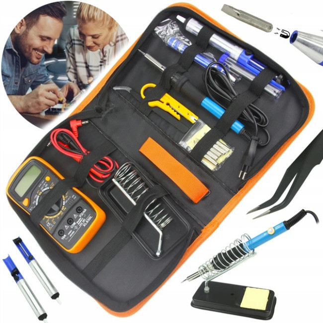 Электрический паяльник Mar-Pol XL Kit 80Вт 220-480°C и набор инструментов для пайки (M79345)