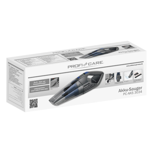 Пылесос аккумуляторный портативный ProfiCare PC-AKS 3034 влажная и сухая уборка крепления на стену