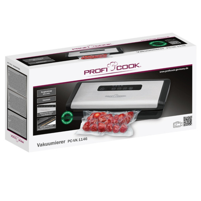 Вакуумний упаковщик ProfiCook 120 Вт 12 літрів/хв + 18 пакетів Sous-Vide (PC-VK 1146)
