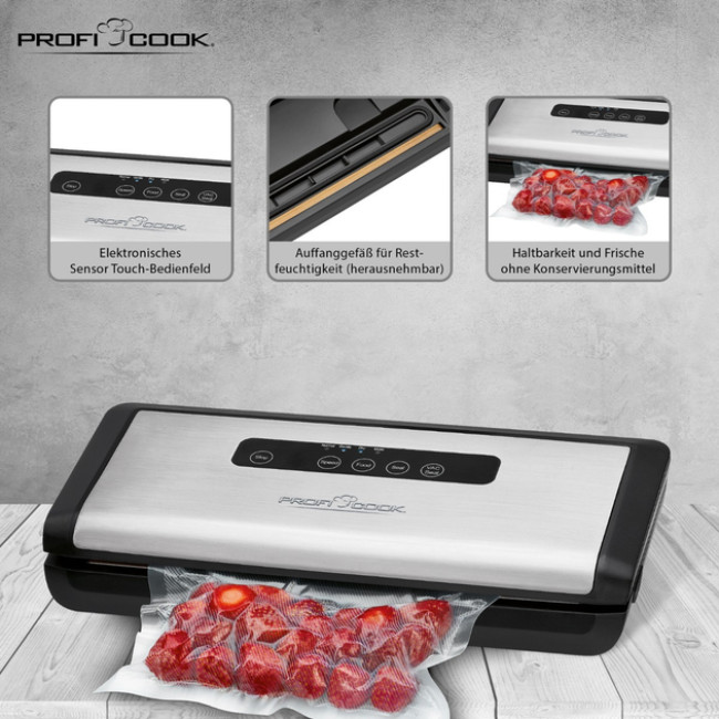 Вакуумний упаковщик ProfiCook 120 Вт 12 літрів/хв + 18 пакетів Sous-Vide (PC-VK 1146)