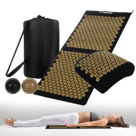 Масажний коврик акупунктурний для точкового масажу з подушкою Trizand + 2 масажні кульки (23375)