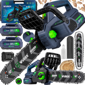 Аккумуляторная пила цепная + 2 аккумулятора 4Ач 20В + шина 30см Wuber (Польша)