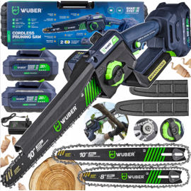 Аккумуляторная пила цепная + 2 аккумулятора 2Ач 20В + 2 шины Wuber (Польша)