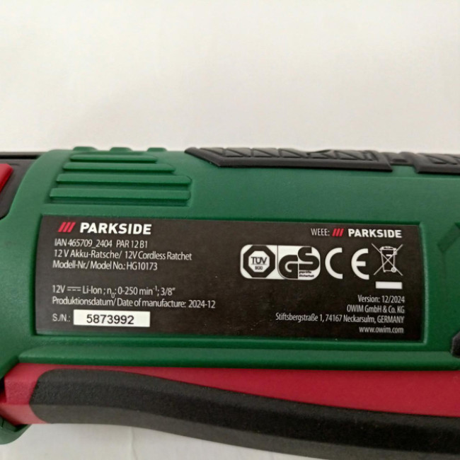 Акумуляторний кутовий гайковерт Parkside PAR 12 B1 (54 Нм, 3/8