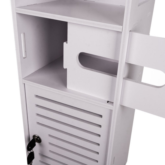 Окремостоячий шкавчик для ванної кімнати колонна полиця білого кольору Ruhhy 25763/n