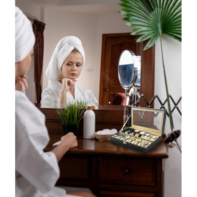 Органайзер для часов браслетов и украшений Soulima 12 отделений 30.5 x 20.5 x 8 см (12534)