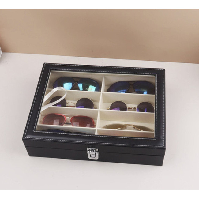 Орґанайзер шкатулка для хранінія очков Soulima 8 отделеній 34 x 25 x 8 см Чорная (8512)