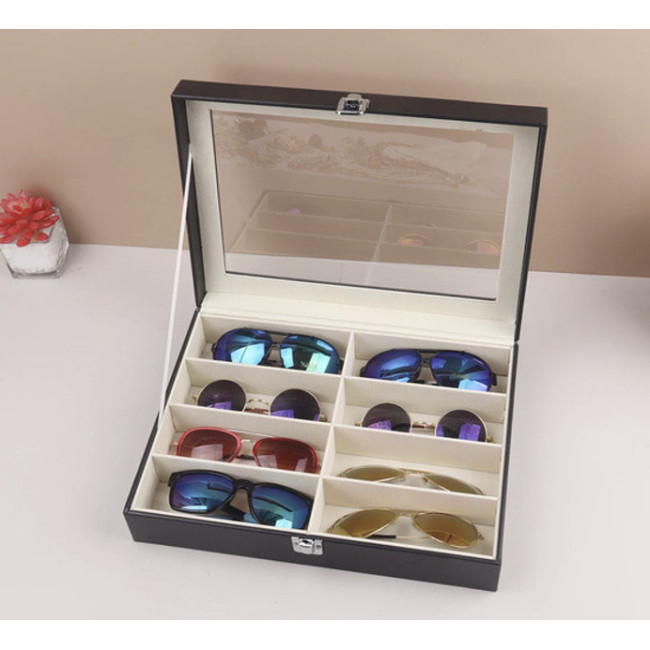 Орґанайзер шкатулка для хранінія очков Soulima 8 отделеній 34 x 25 x 8 см Чорная (8512)