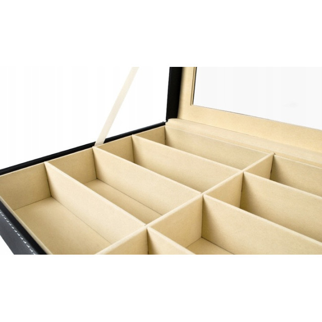 Орґанайзер шкатулка для хранінія очков Soulima 8 отделеній 34 x 25 x 8 см Чорная (8512)