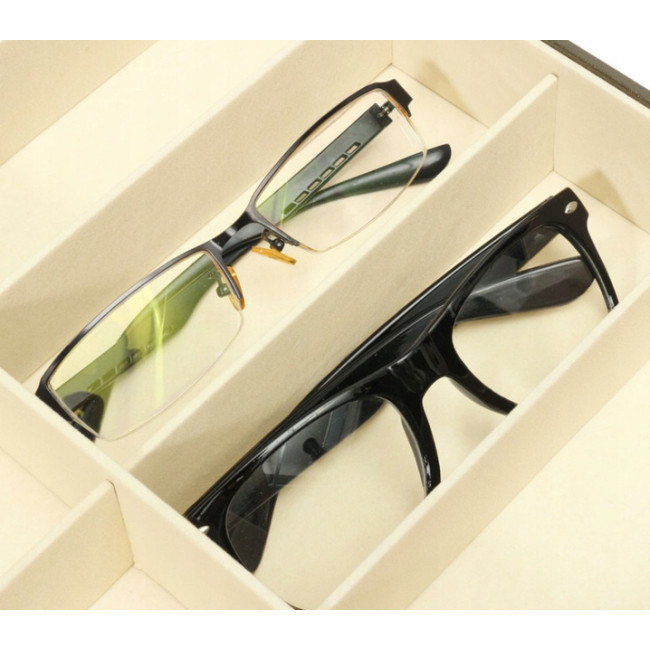 Орґанайзер шкатулка для хранінія очков Soulima 8 отделеній 34 x 25 x 8 см Чорная (8512)