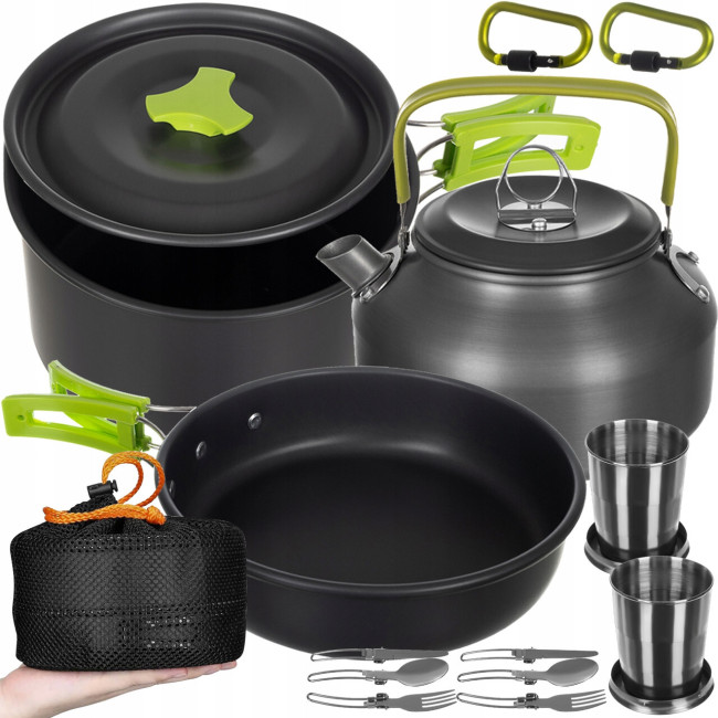 Туристичний посуд Trizand 23667 18 в 1, комплект для 2-х людей