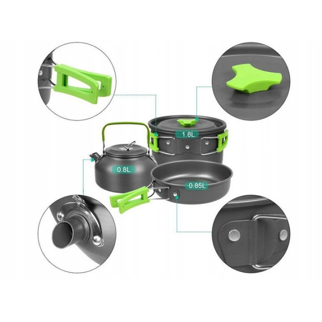 Туристичний посуд Trizand 23667 18 в 1, комплект для 2-х людей