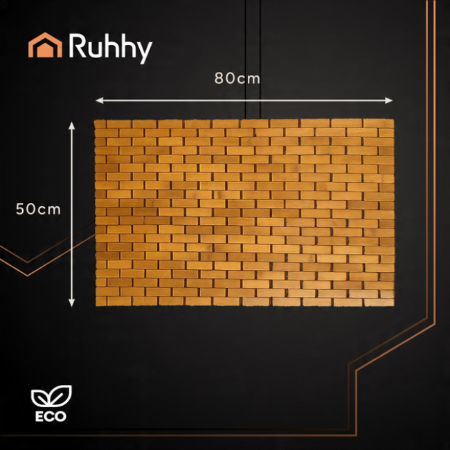 Килимок для ванної кімнати бамбуковий RUHHY водонепроникний, під душ 80 x 50 x 1 см (26048)