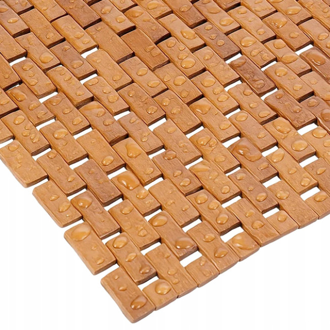 Килимок для ванної кімнати бамбуковий RUHHY водонепроникний, під душ 80 x 50 x 1 см (26048)