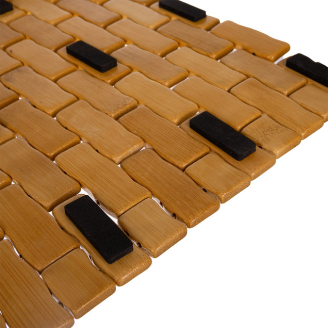 Килимок для ванної кімнати бамбуковий RUHHY водонепроникний, під душ 80 x 50 x 1 см (26048)