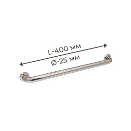 Поручень для людей с инвалидностью (МГН) прямой настенный INVO из нержавеющей стали, L- 400 мм, D трубы - 25 м