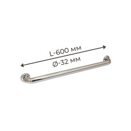 Поручень для людей з інвалідністю (МГН) прямий настінний INVO з нержавіючої сталі, L- 600 мм, D труби - 32 мм