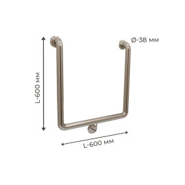 Поручень для людей з інвалідністю (МГН) настінний INVO П-образний, розмір 600х600 мм, D труби - 38 мм