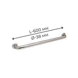 Поручень для людей з інвалідністю (МГН) прямий настінний INVO з нержавіючої сталі, L- 600 мм, D труби - 38 мм