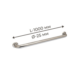 Поручень для людей з інвалідністю (МГН) прямий настінний INVO із нержавіючої сталі, L-1000 мм, D труби - 25