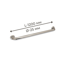 Поручень для людей з інвалідністю (МГН) прямий настінний INVO із нержавіючої сталі, L- 1200 мм, D труби - 25