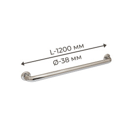 Поручень для людей з інвалідністю (МГН) прямий настінний INVO з нержавіючої сталі, L- 1200 мм, D труби - 38