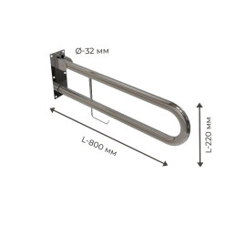 Поручень для людей з інвалідністю (МГН) подвійний INVO складаний з кріпленням на стіну з тримачем для паперу