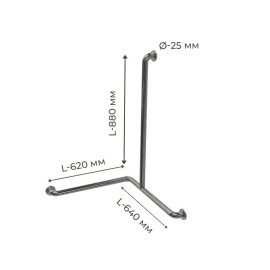 Поручень для людей з інвалідністю (МГН) для ванни триопорний INVO, лівий і правий
