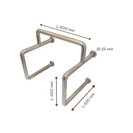 Поручень опорний для людей з інвалідністю (МГН) настінний INVO для пісуара з нержавіючої сталі