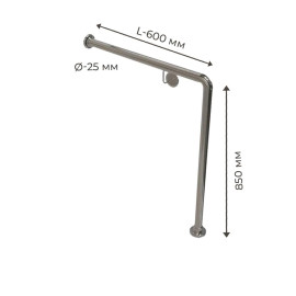 Поручень для людей з інвалідністю (МГН) напольний INVO Г-образний з кріпленням в стіну правий і лівий