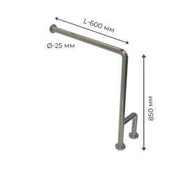 Поручень для людей з інвалідністю (МГН) напольно-настінний INVO Г-подібний правий і лівий