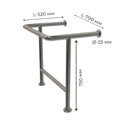 Поручень для людей з інвалідністю (МГН) для раковини напольно-настінний INVO з захистом стоку
