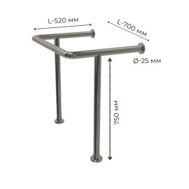 Поручень для людей з інвалідністю (МГН) в туалет для раковини напільно-настінний INVO дві опори