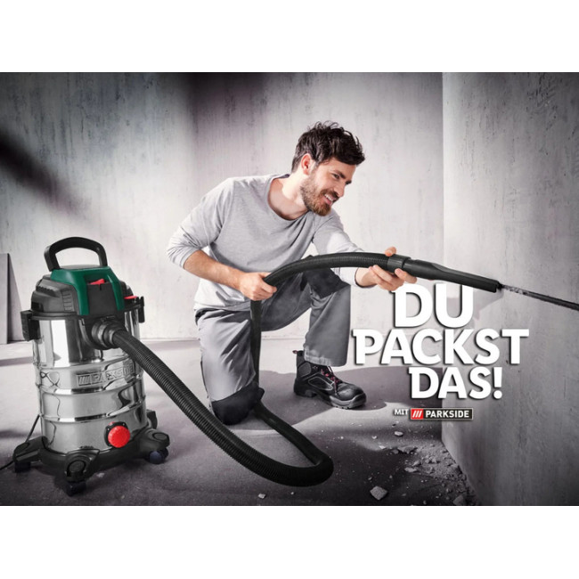 Пылесос промышленный для сухой и влажной уборки Parkside с набором насадок 25 л 1400 Вт (PWD 25 C4)