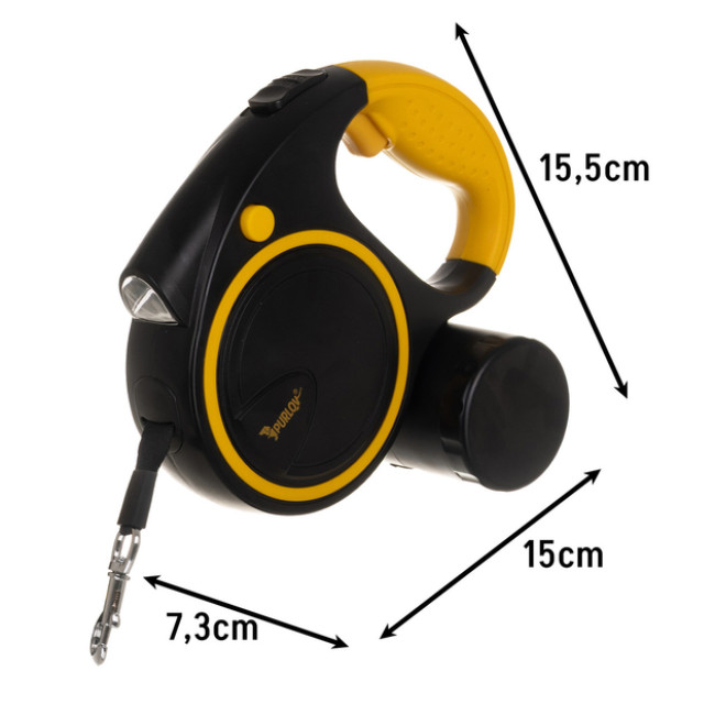 Автоматичний поводок рулетка Purlov для собак 10-25 кг з LED-ліхтариком, блокуванням, стрічкою 5 м (25965)