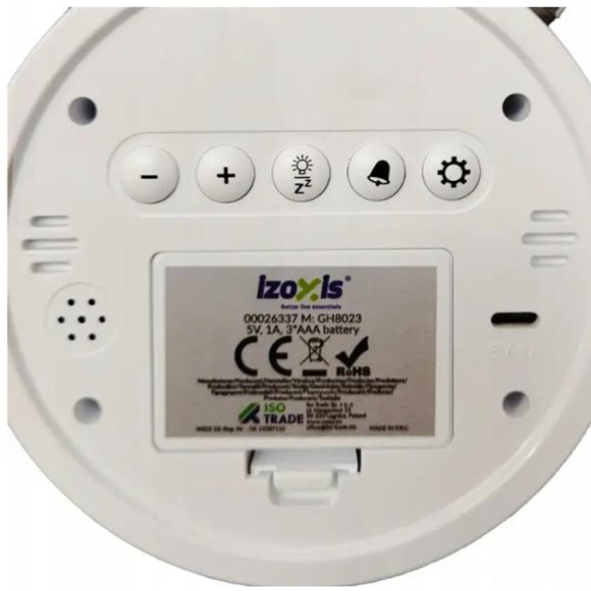 Будильник цифровой Izoxis Retro 26337 электронный настольный черный металл круглый LED дисплей