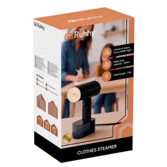 Відпарювач для одягу вертикальний Ruhhy 26339 Black 2 кВт ручний паровий праска для дому 3 рівня пару сенсорне керування + насадка щітка