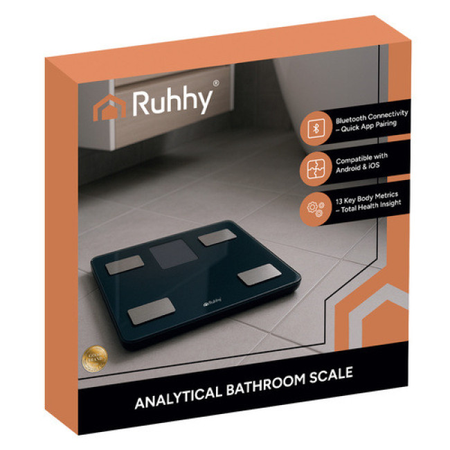 ЖК-весы для ванной кімнати - аналітичні, чорні, Ruhhy 20675/n