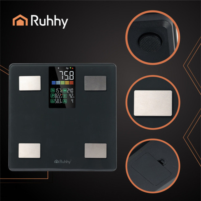 ЖК-весы для ванной кімнати - аналітичні, чорні, Ruhhy 20675/n
