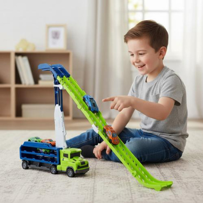 Велика вантажівка з треком і 6 машинками ISO TRADE 26527