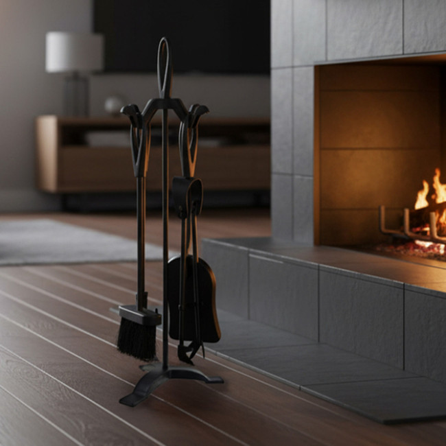 Камінний набір в стилі ретро Kaminer 5 предметів Чорний (25969)