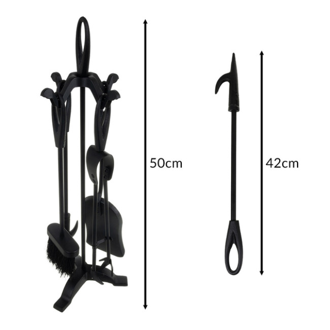 Камінний набір в стилі ретро Kaminer 5 предметів Чорний (25969)