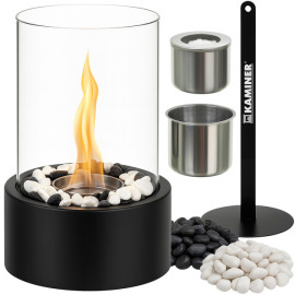 Біокамін настільний для дому та тераси Kaminer бездимний на біопаливі камінці 28 х 16 х 16 см (26300)