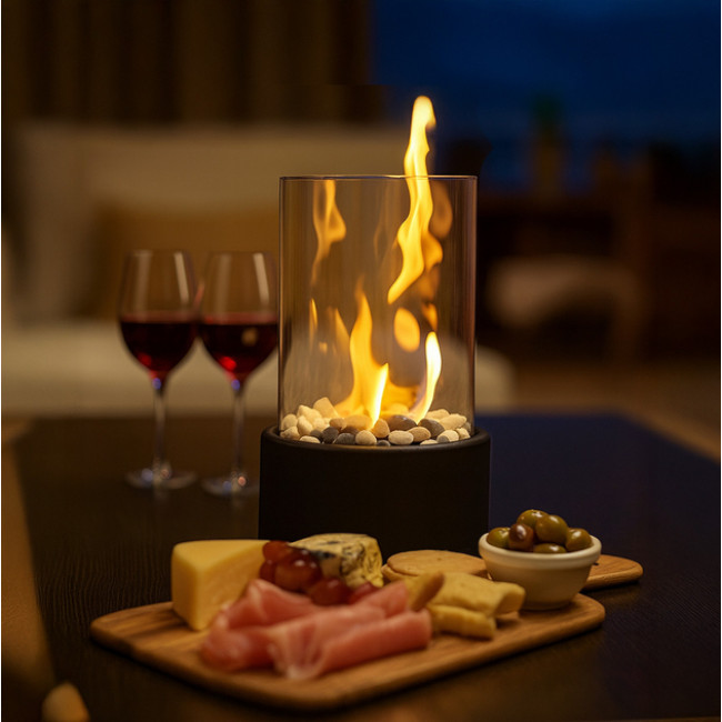 Біокамін настільний для дому та тераси Kaminer бездимний на біопаливі камінці 28 х 16 х 16 см (26300)