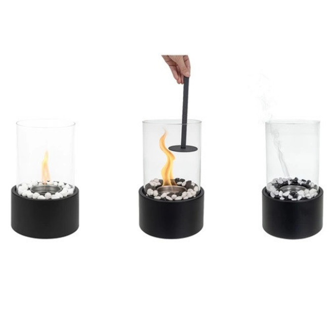 Біокамін настільний для дому та тераси Kaminer бездимний на біопаливі камінці 28 х 16 х 16 см (26300)