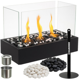 Биокамин настольный для дома и террасы Kaminer бездымный на биотопливе + камешки 45 x 30 x 21 см (26318)