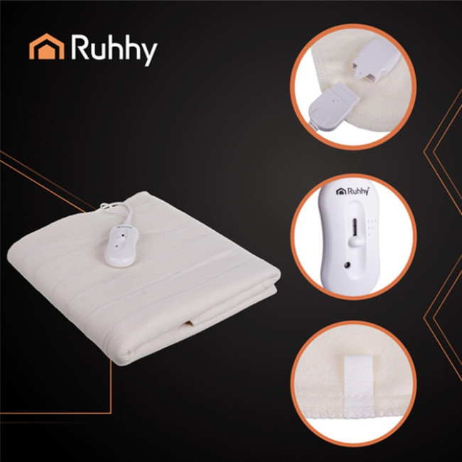 Електропростинь з підігрівом Ruhhy 26201 White електричне підкладочне покривало потужністю 65 Вт, 3 режими, 150 х 80 см