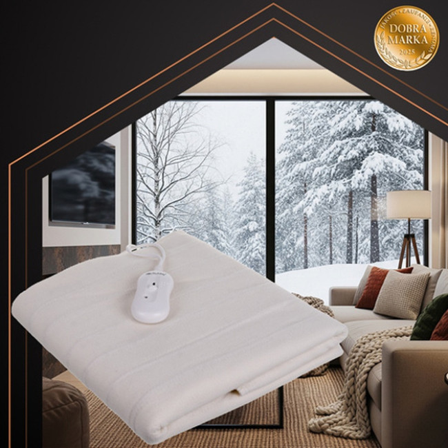 Електропростинь з підігрівом Ruhhy 26201 White електричне підкладочне покривало потужністю 65 Вт, 3 режими, 150 х 80 см