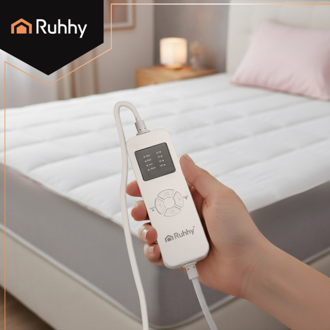 Електропростиня наматрацник з підігрівом Ruhhy односпальне 190 х 80 см 9 режимів з таймером + пульт Білий (26222)