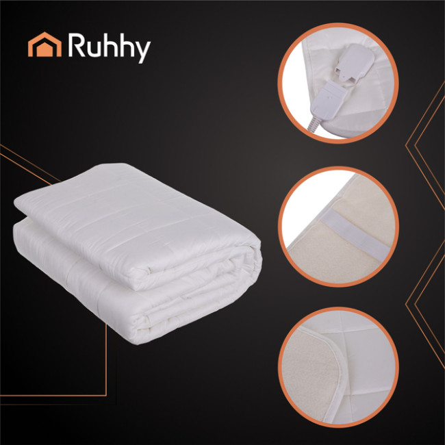 Електропростиня наматрацник з підігрівом Ruhhy односпальне 190 х 80 см 9 режимів з таймером + пульт Білий (26222)